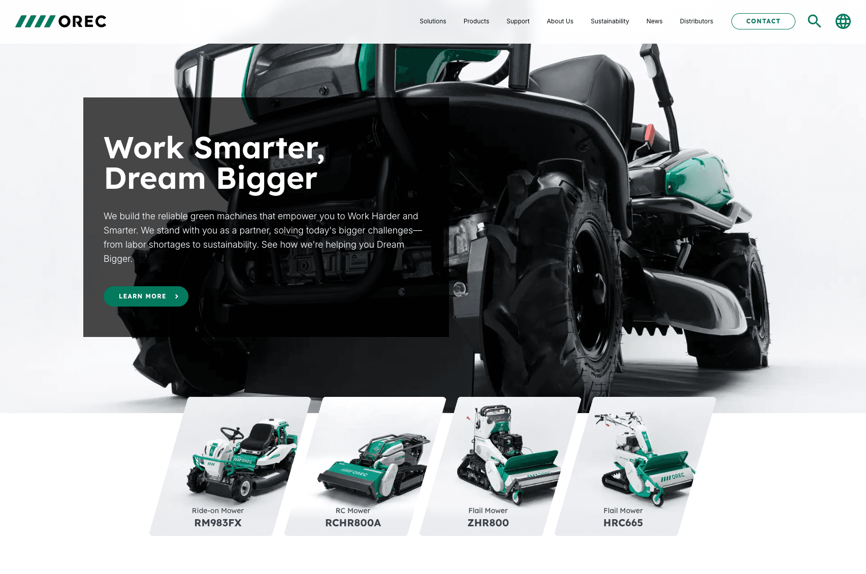 株式会社オーレック アジア圏向けブランドサイトのファーストビューイメージ