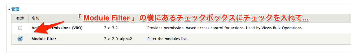 Module Filter の横のチェックボックスをオン