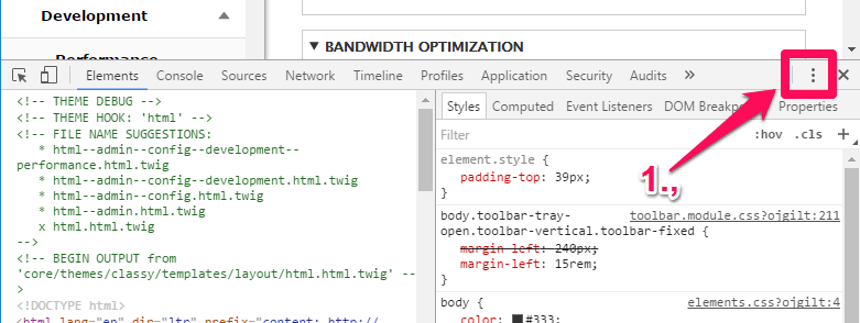 図: ブラウザの Google Chrome でブラウザのキャッシュ機能を無効化する2
