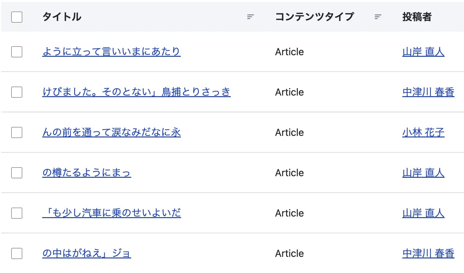 日本語で生成されたコンテンツの一覧