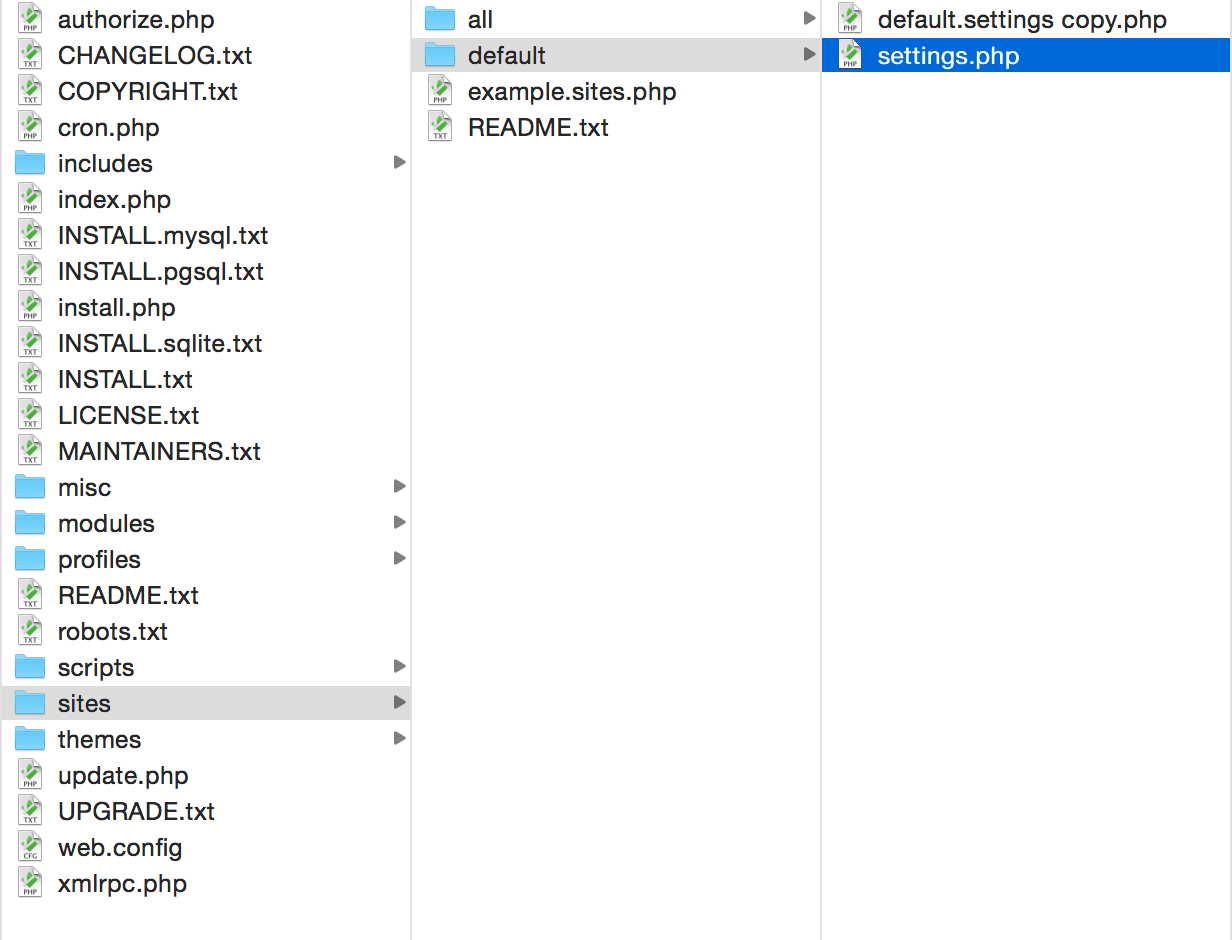 settings.phpの準備