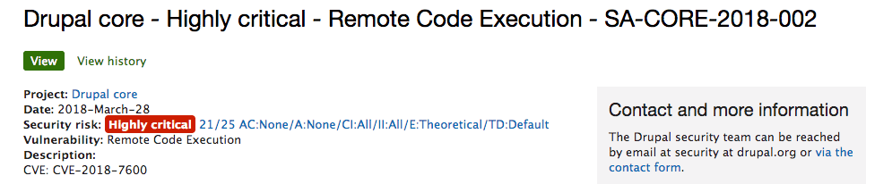 Drupalのセキュリティ情報