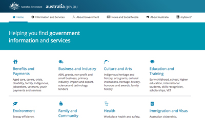 オーストラリア政府 Webサイト画像