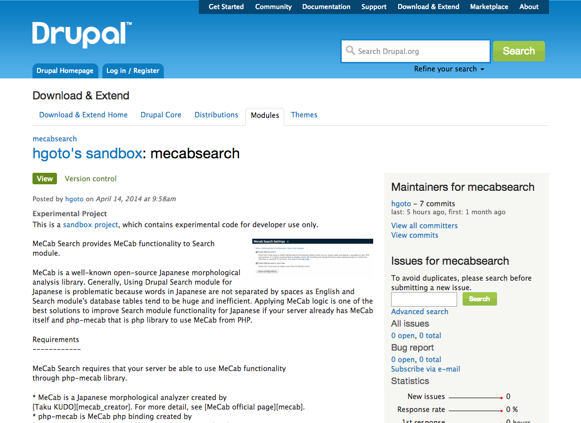 MeCab Search | drupal.org